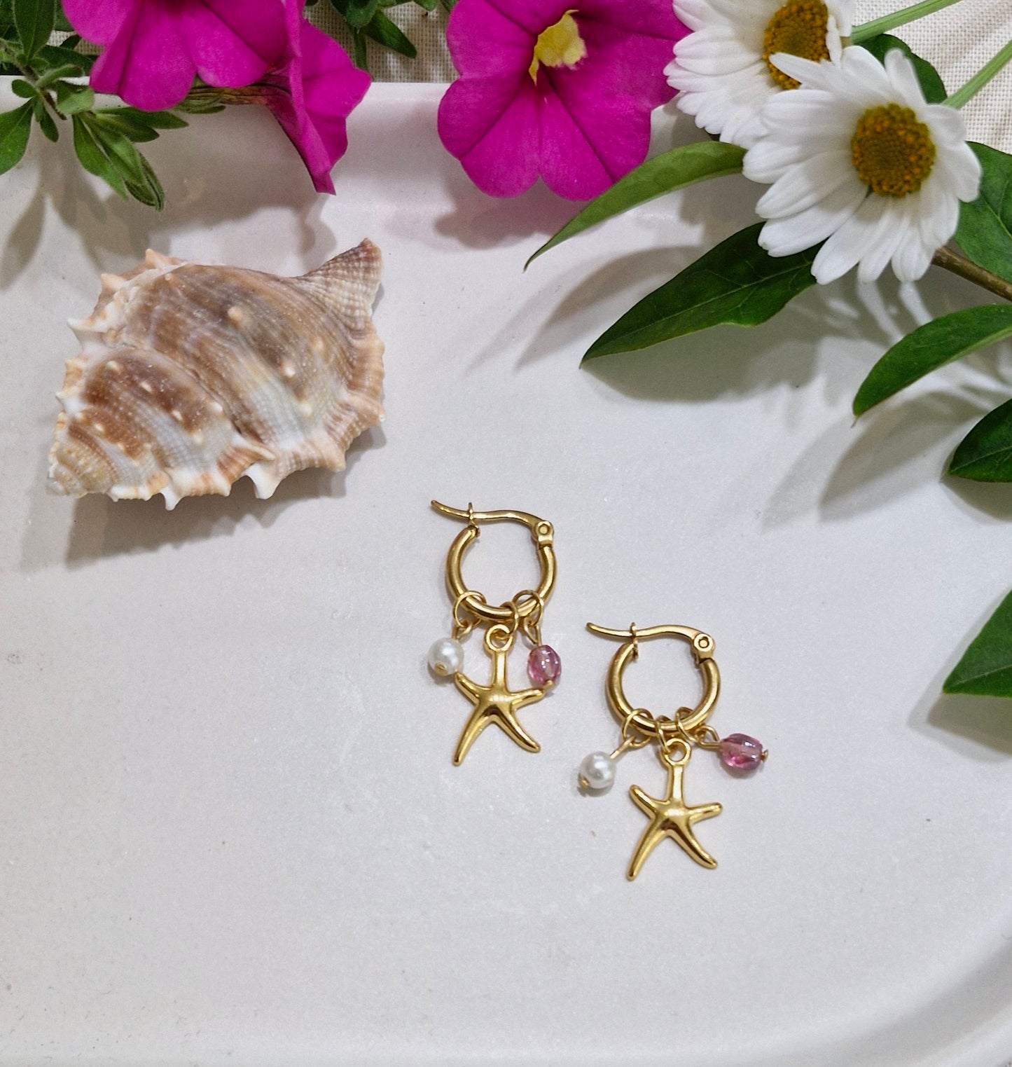 Creolen zeester roze