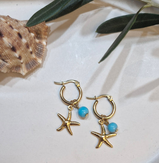 Creolen zeester blauw